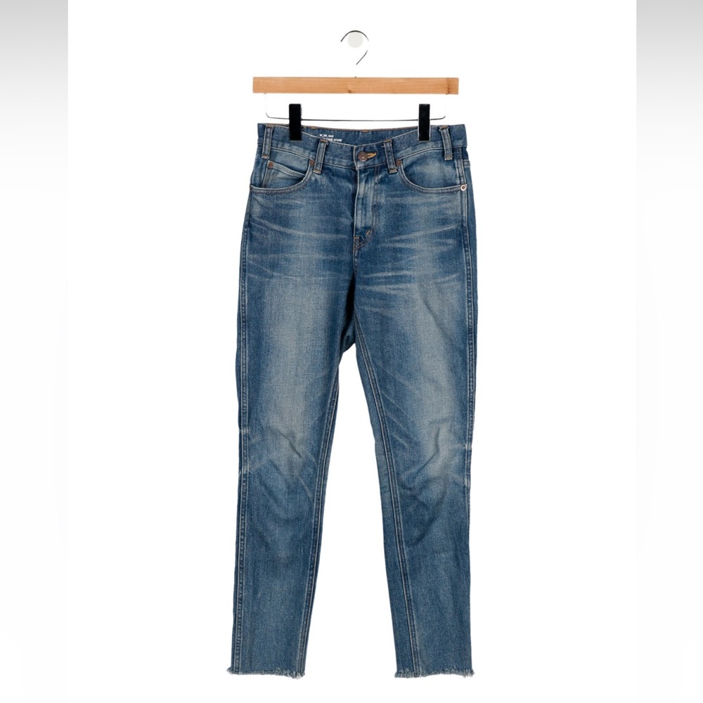 Celine Skinny Jeans Blue Mid-Rise Raw Hem Denim Size 27 - Picture 4 of 6